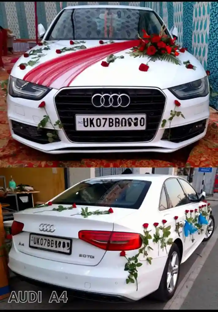 Audi A4 White decorated wedding car